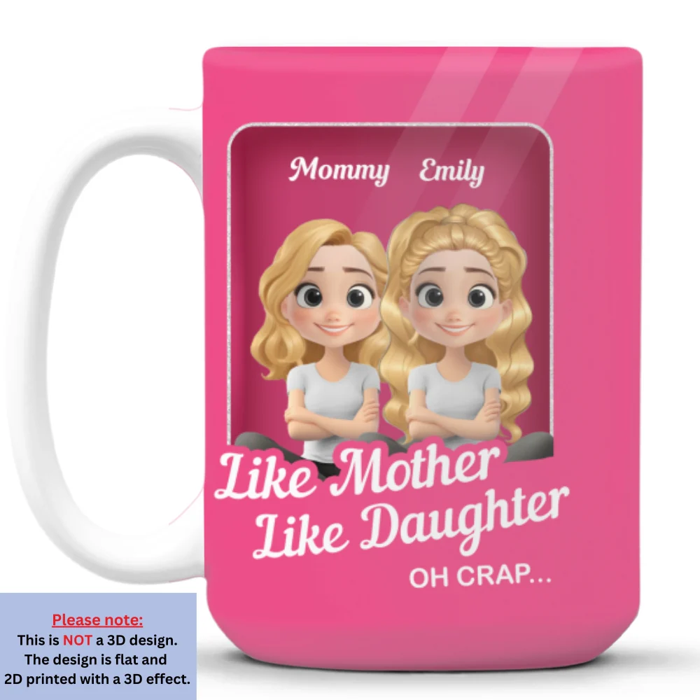 Cute Mom And Daughter Cartoon - Personalized Custom Coffee Mug - Image 9