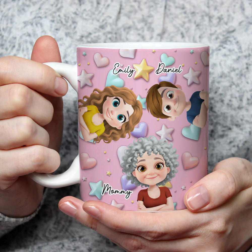 Cute Mommy And Children - Personalized Custom 3D Effect Mug - Image 2