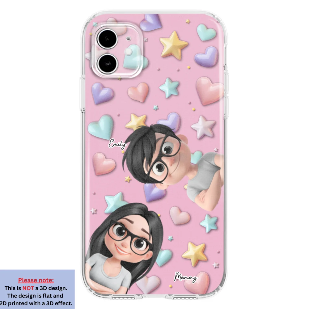 Cute Mommy And Children - Personalized Custom 3D Effect Phone Case - Image 10