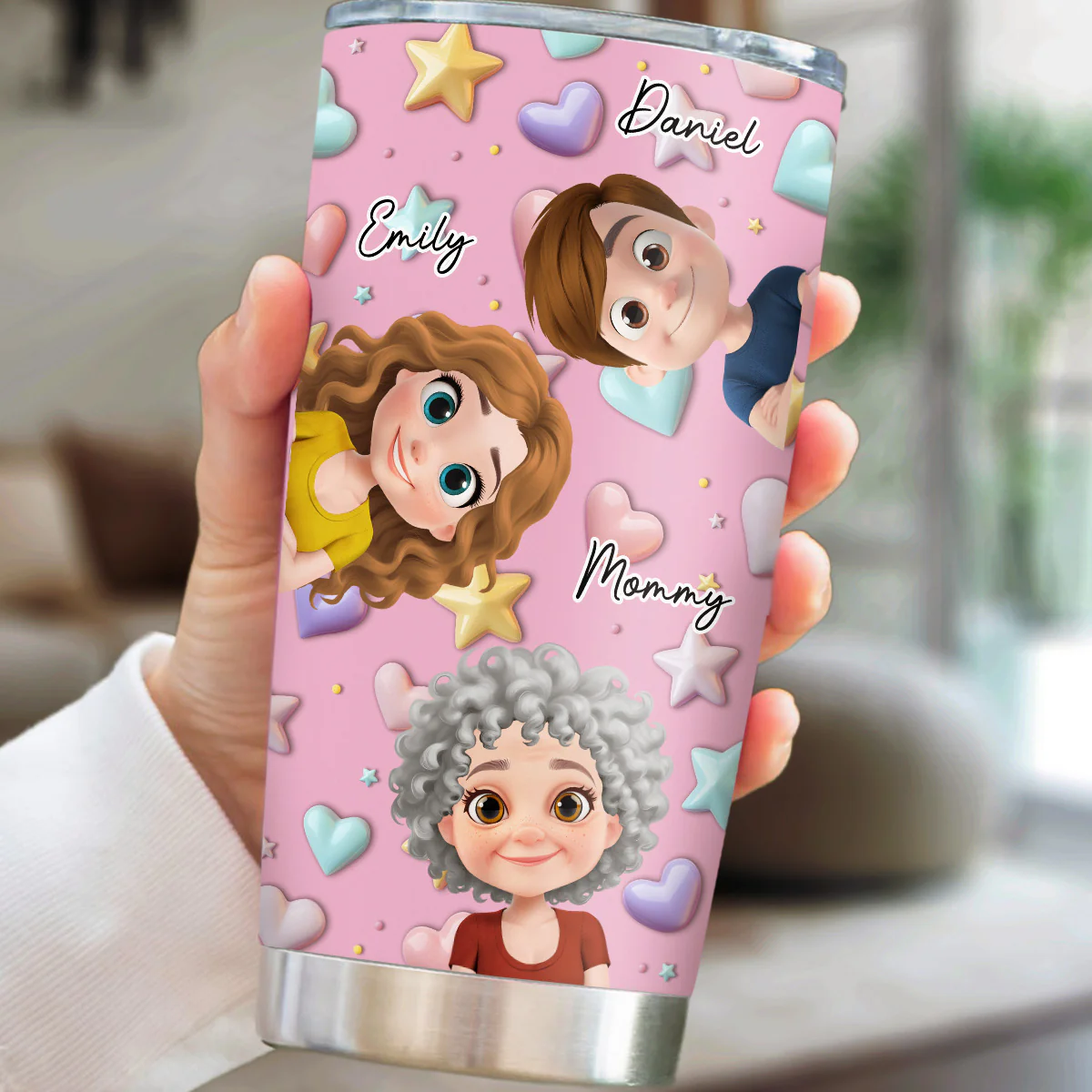 Cute Mommy And Children - Personalized Custom 3D Effect Tumbler - Image 2