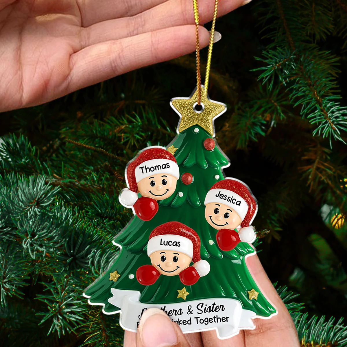 Cute Santa Hat Family - Personalized Custom Acrylic Ornament - Image 4