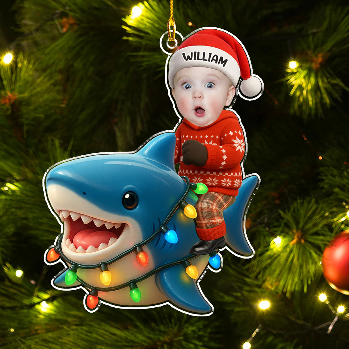 Cute Shark - Personalized Custom Acrylic Ornament - Image 2