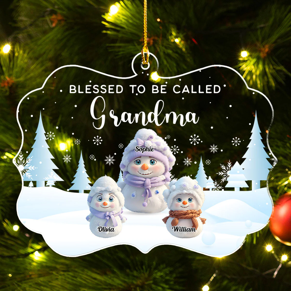 Cute Snowman Christmas - Personalized Custom Acrylic Ornament - Image 2