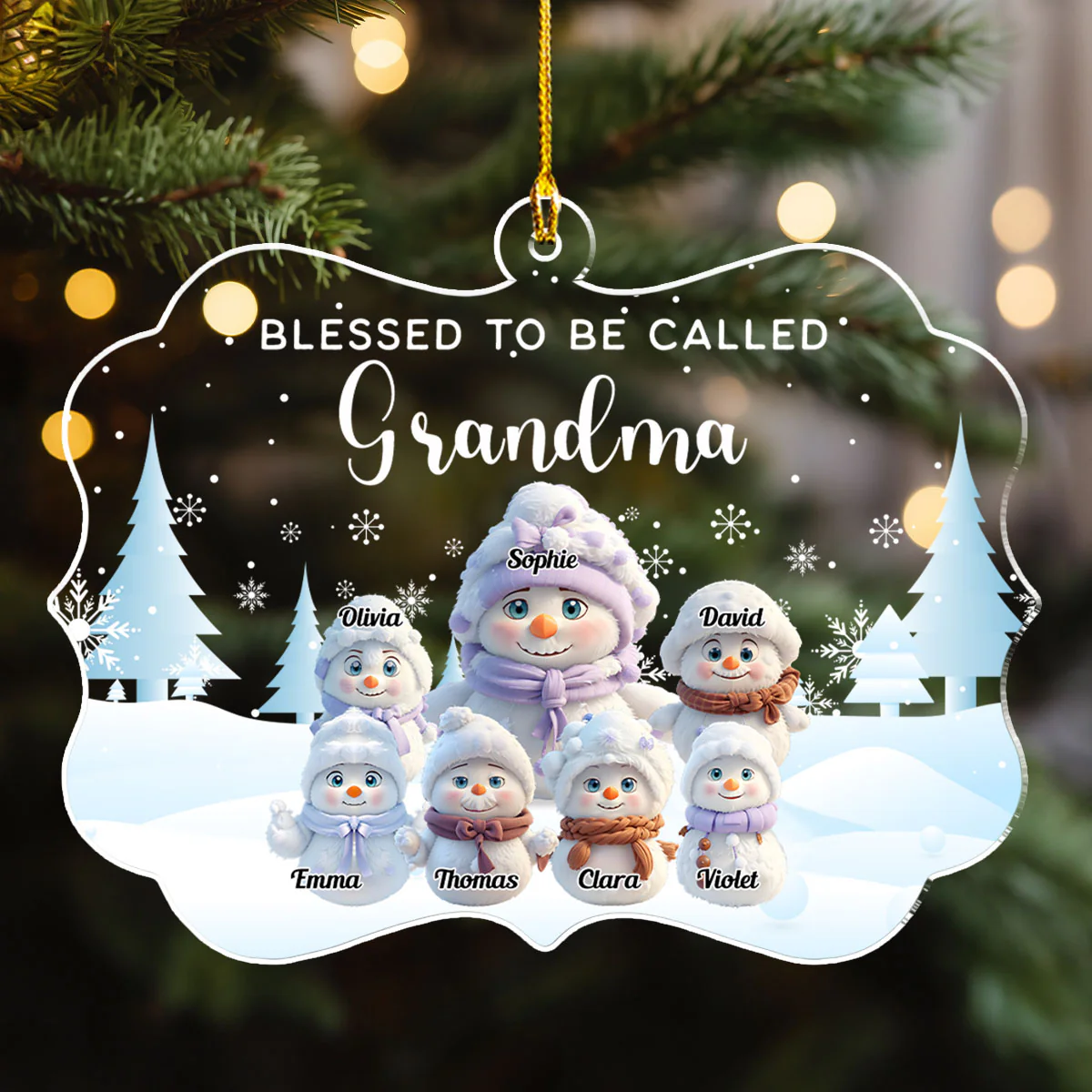 Cute Snowman Christmas - Personalized Custom Acrylic Ornament - Image 4