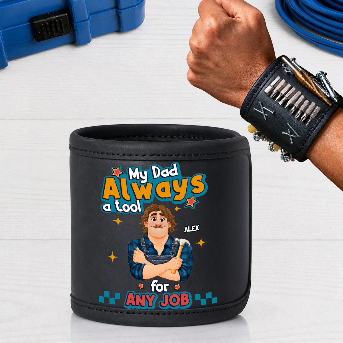 Dad Always A Tool - Personalized Custom Magnetic Tool Wristband