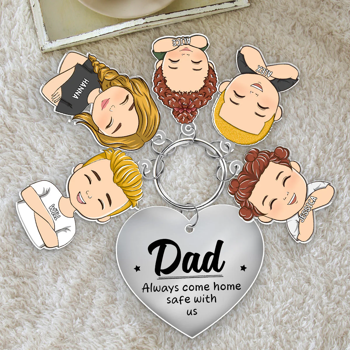 Dad Always Come Home Safe - Personalized Acrylic Tag Keychain - Image 2