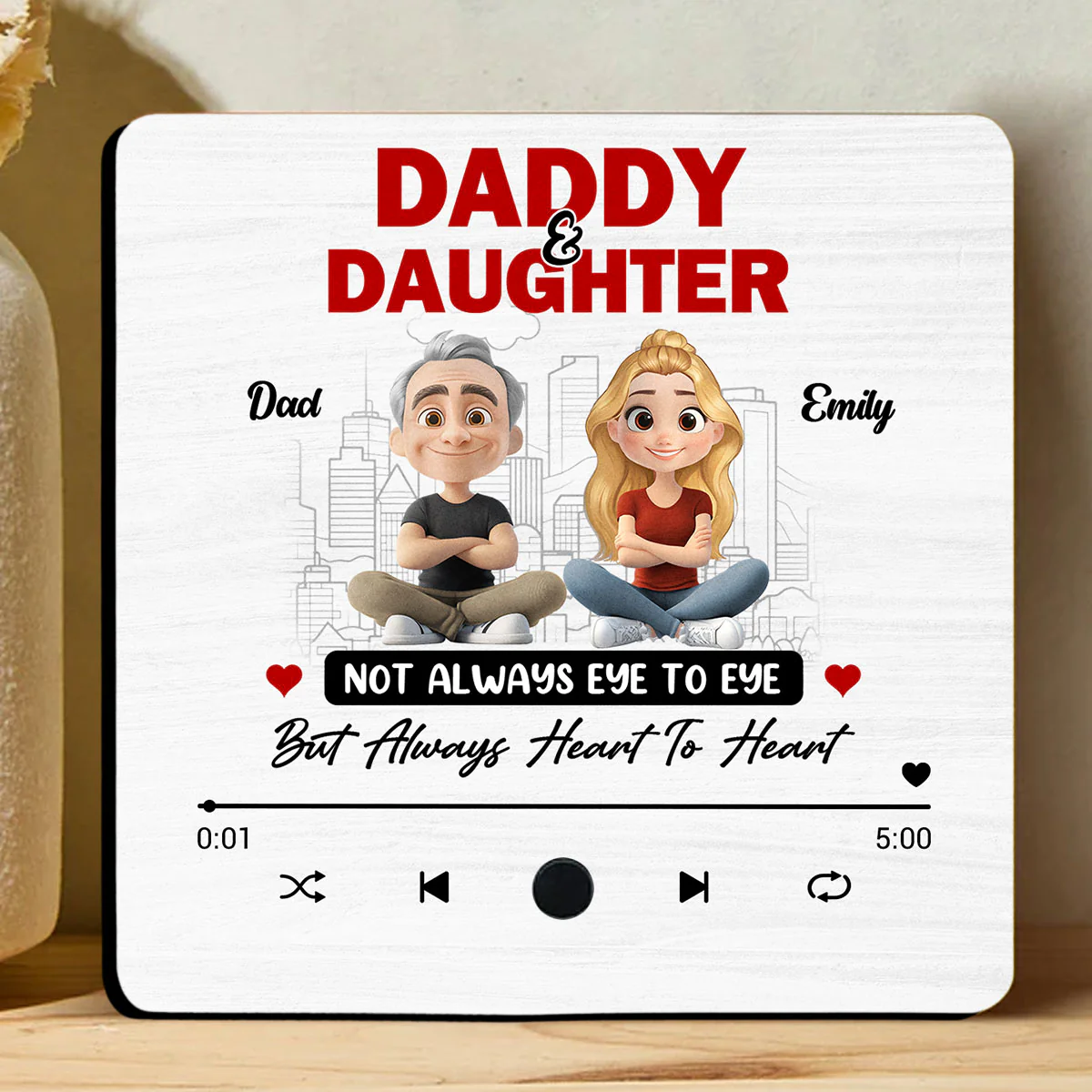 Dad and Daughter Always Connect - Personalized Custom Music Fridge Magnet - Image 5