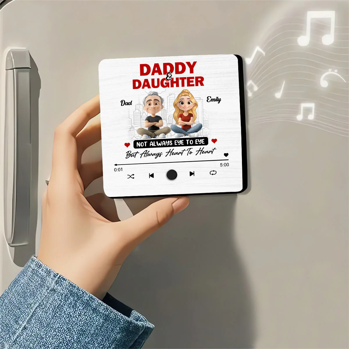 Dad and Daughter Always Connect - Personalized Custom Music Fridge Magnet - Image 6