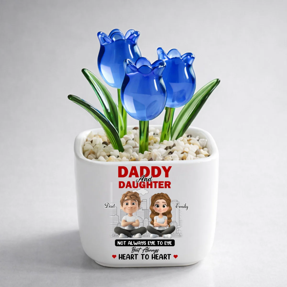 Dad And Daughter Always Together - Personalized Custom Glass Everlasting Tulips - Image 8