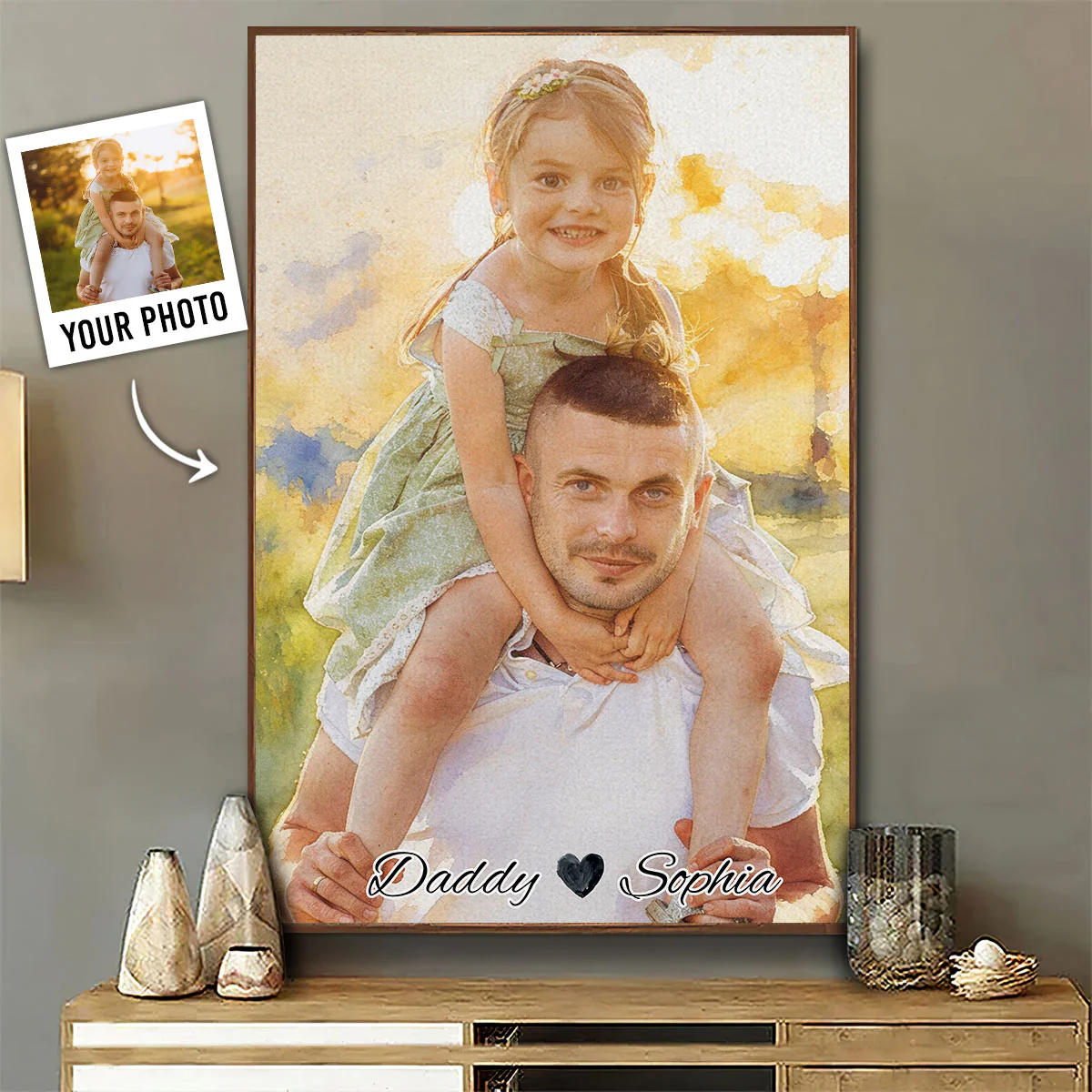 Dad and Daughter Portrait - Personalized Custom Poster