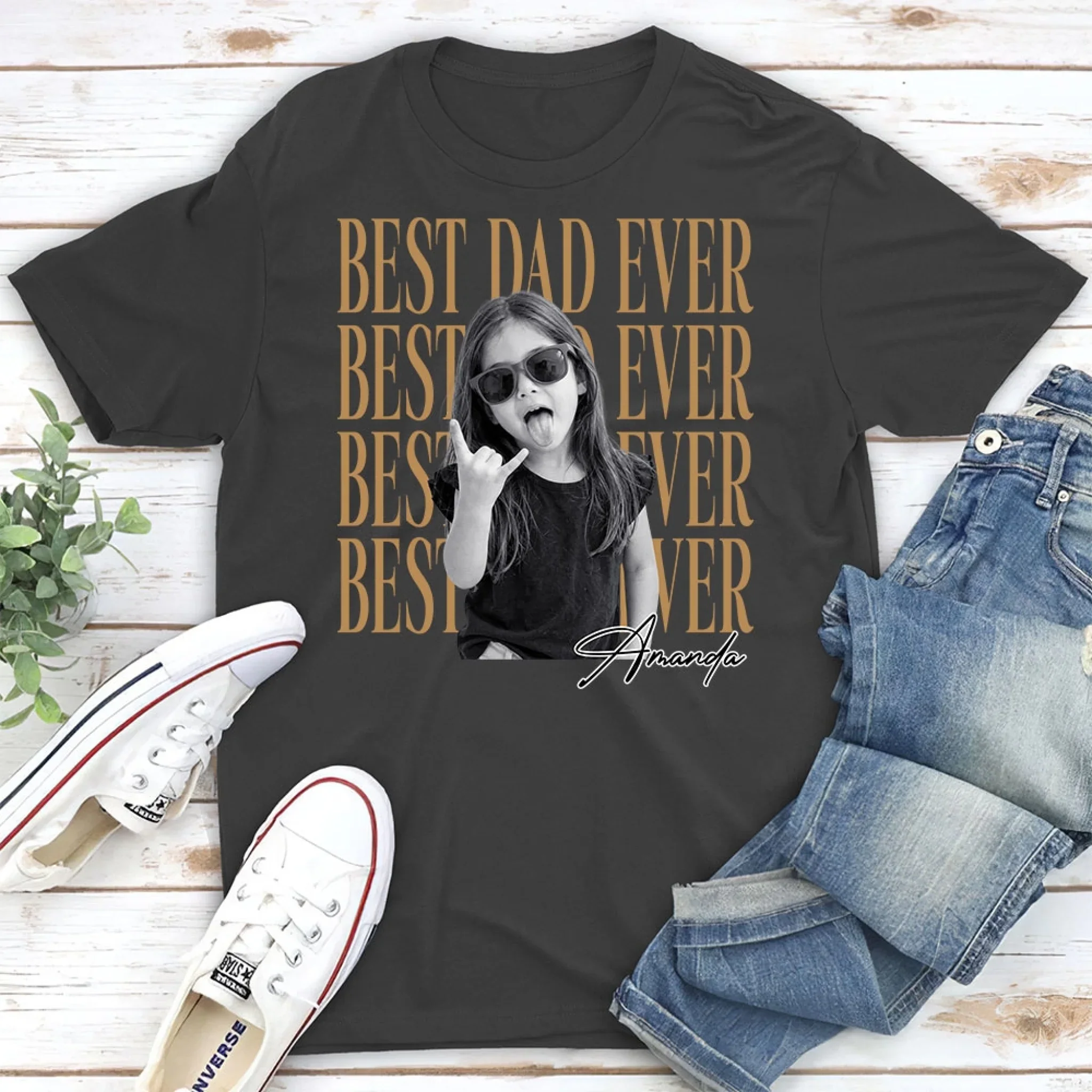 Dad And Kid Minimalist - Personalized Custom Shirt - Image 3