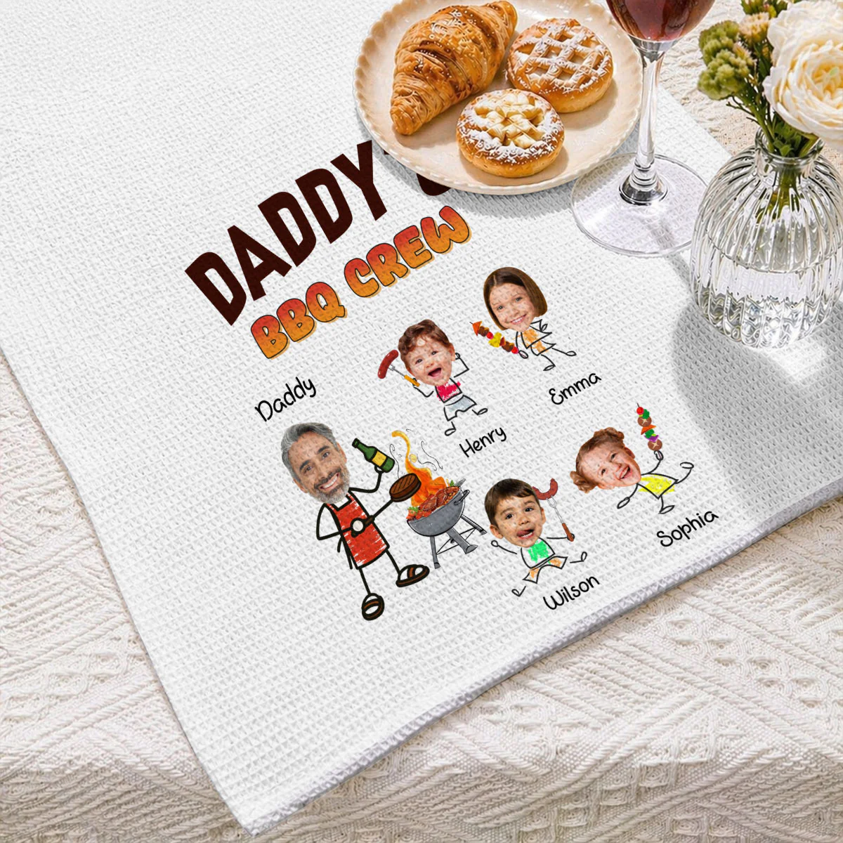 Dad Bbq Crew - Personalized Custom Kitchen Towel - Image 2