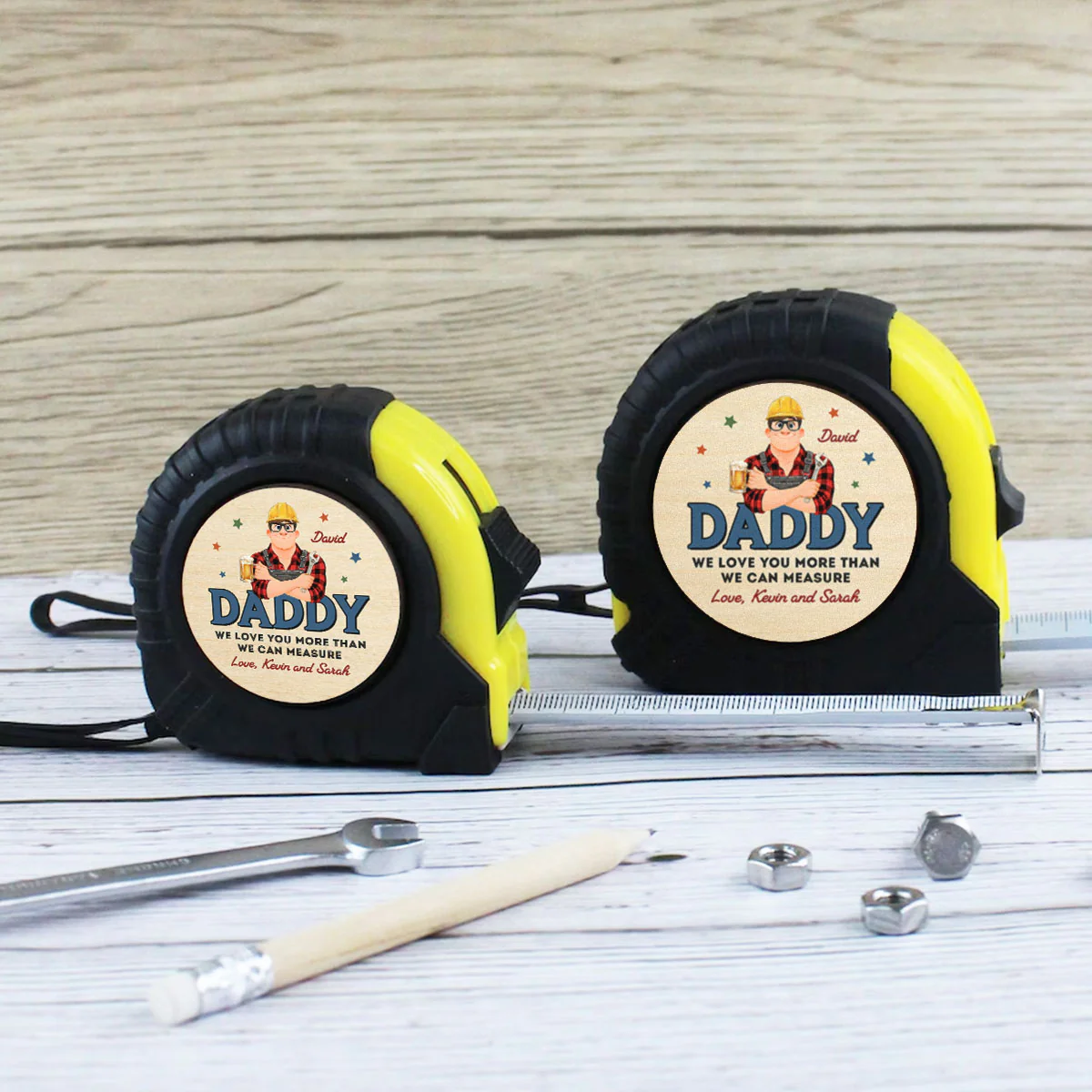 Dad Builds Better Memories - Personalized Custom Tape Measure - Image 2