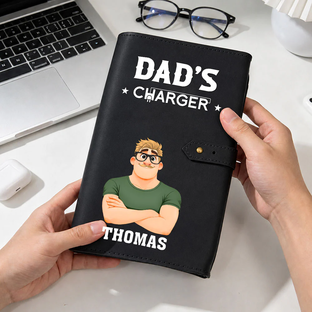 Dad Charger - Personalized Custom Leather Charger Bag - Image 2