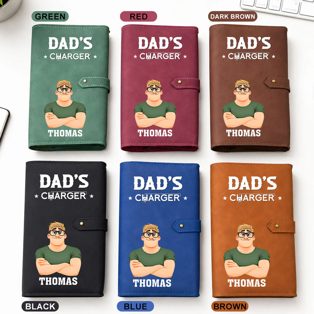 Dad Charger - Personalized Custom Leather Charger Bag - Image 3
