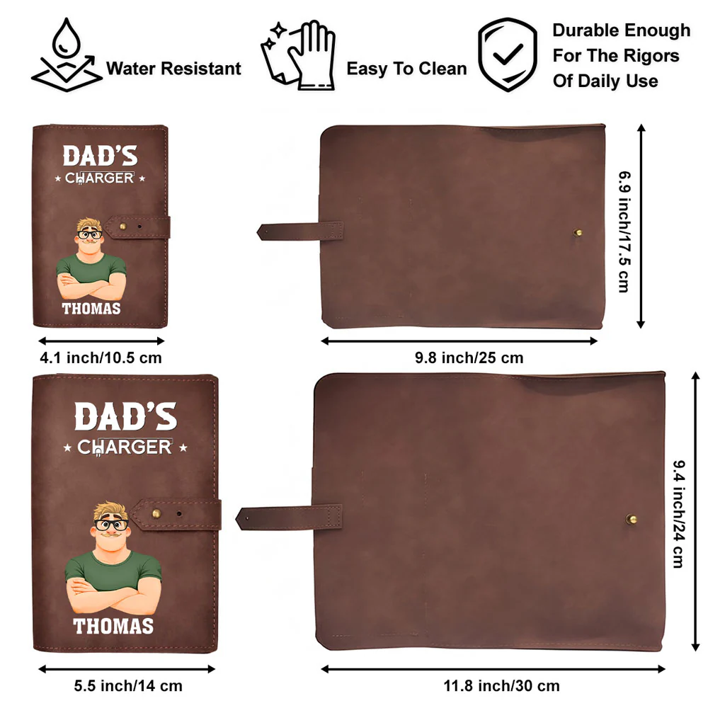 Dad Charger - Personalized Custom Leather Charger Bag - Image 4