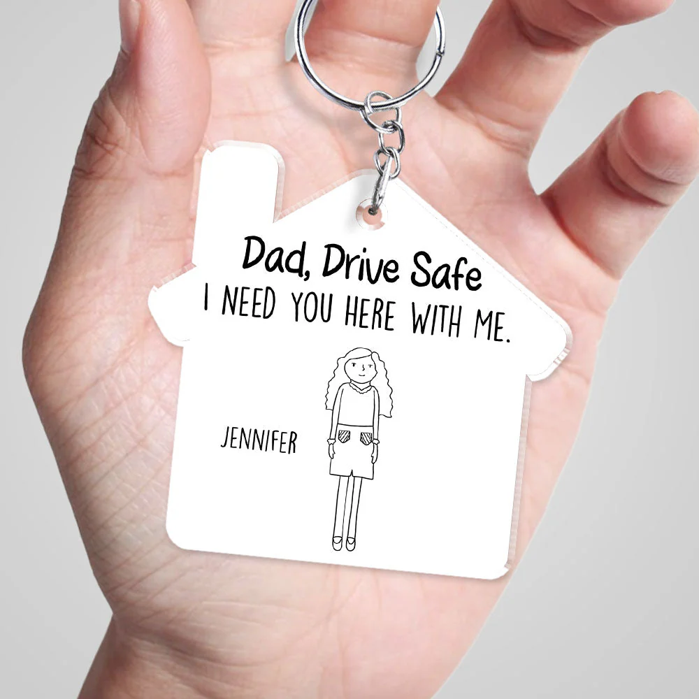 Dad Drive Safe - Personalized Custom Acrylic Keychain - Image 2