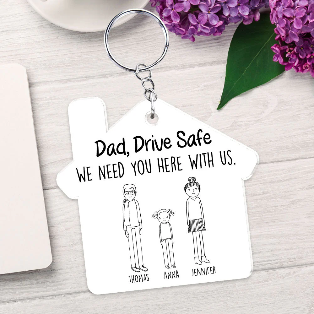 Dad Drive Safe - Personalized Custom Acrylic Keychain - Image 3