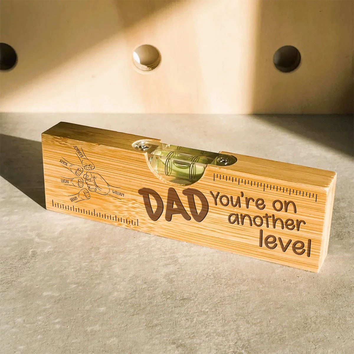 Dad Fist Bump - Personalized Custom Engraved Wooden Spirit Level Bottle Opener - Image 4