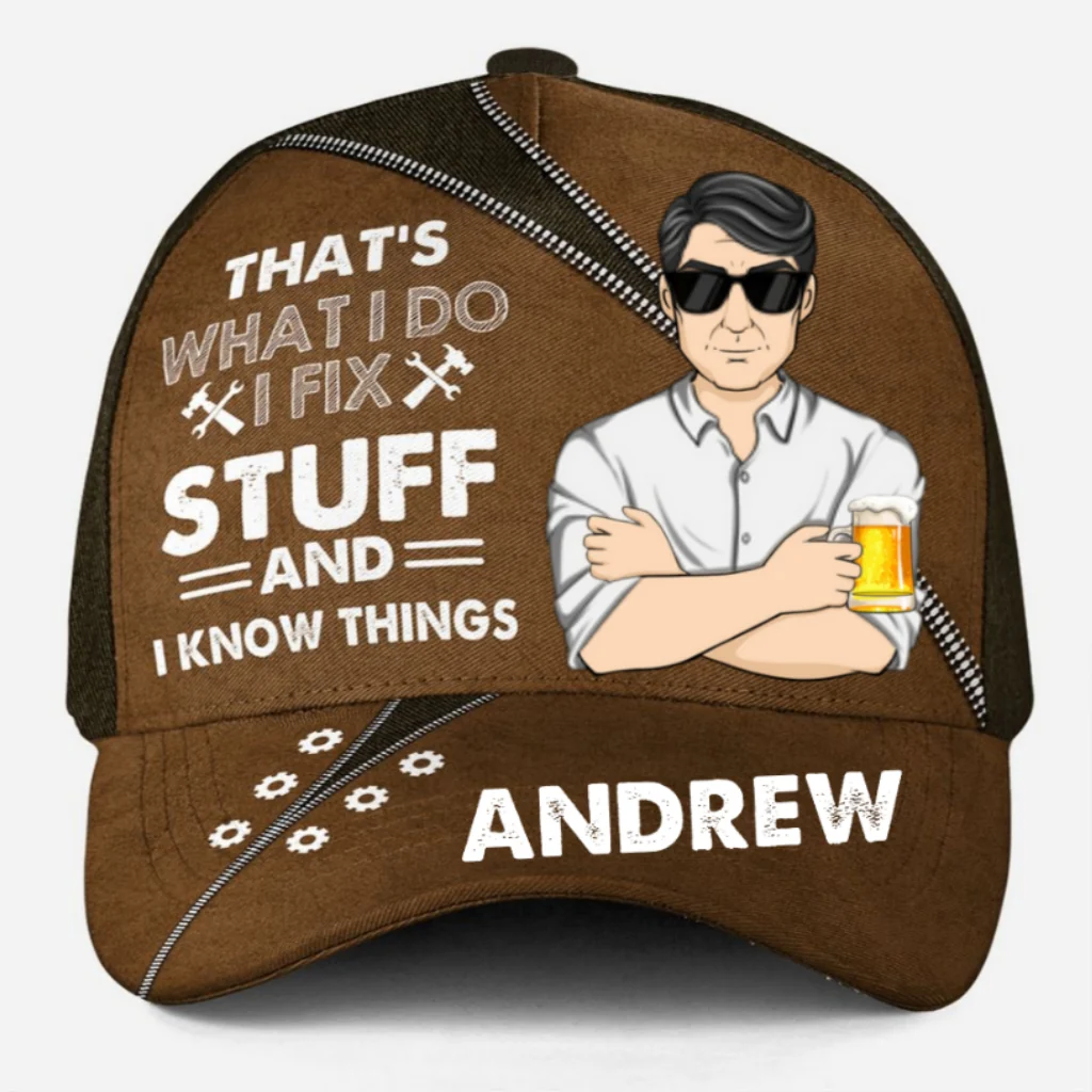 Dad Fix Stuff -  Personalized Custom Classic Cap - Image 7