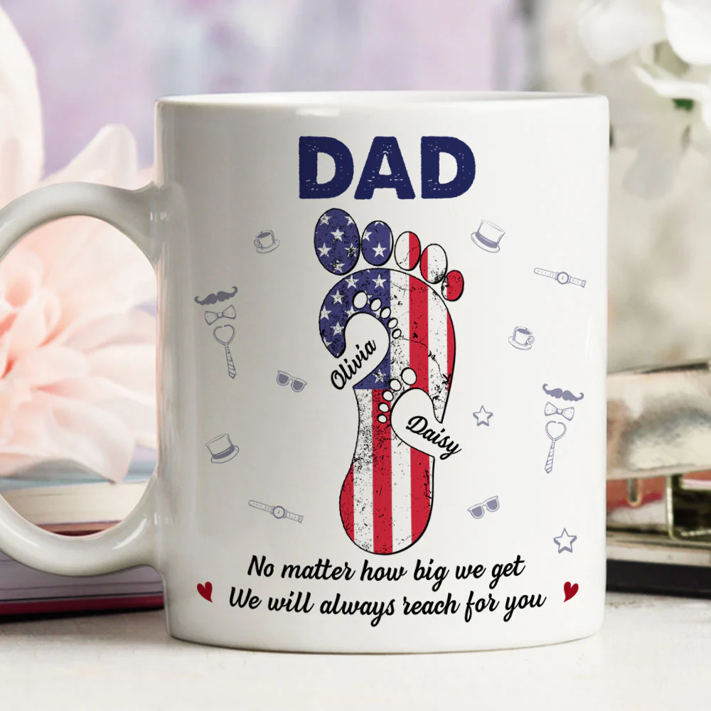 Dad Footsteps Heart - Personalized Custom Coffee Mug - Image 2