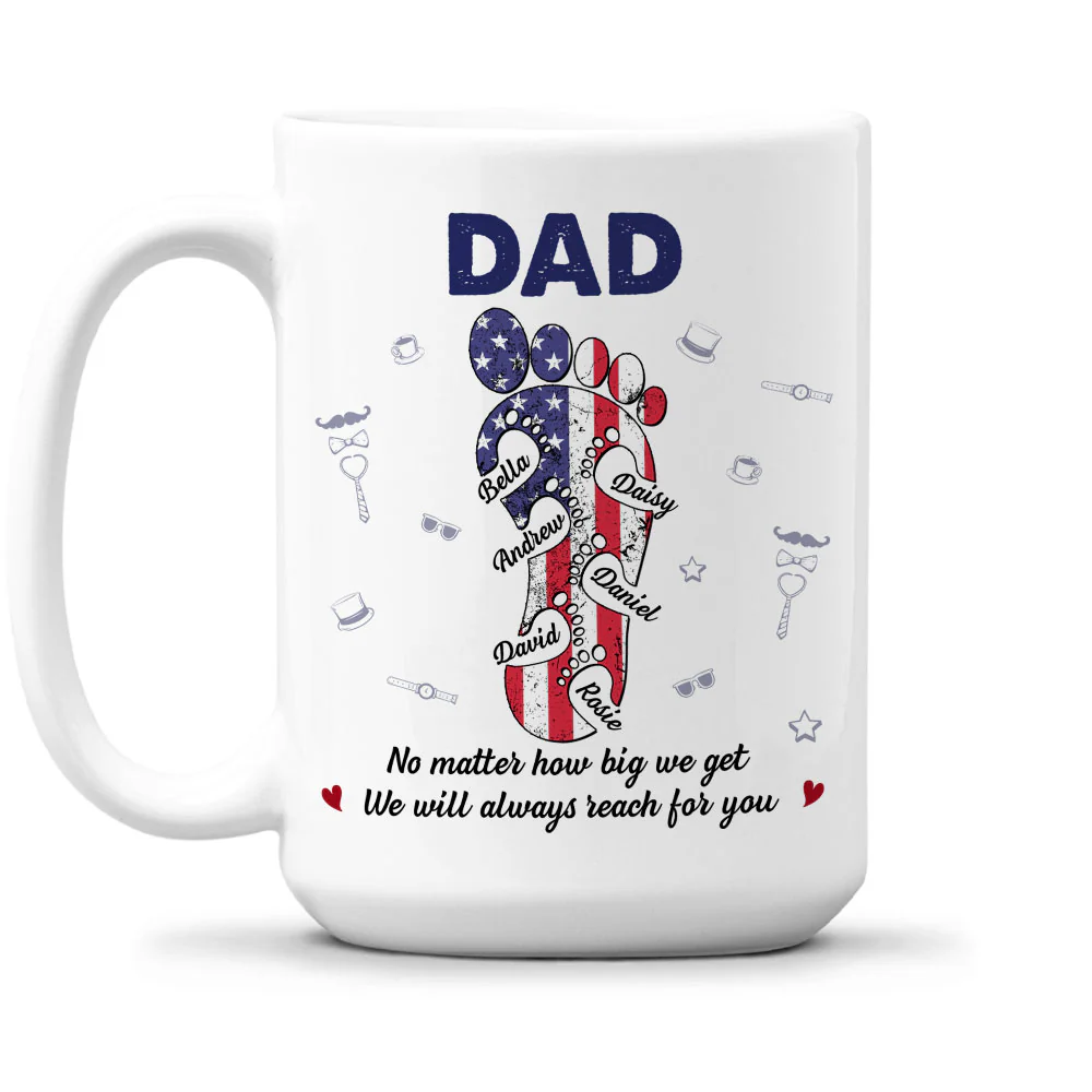 Dad Footsteps Heart - Personalized Custom Coffee Mug - Image 4