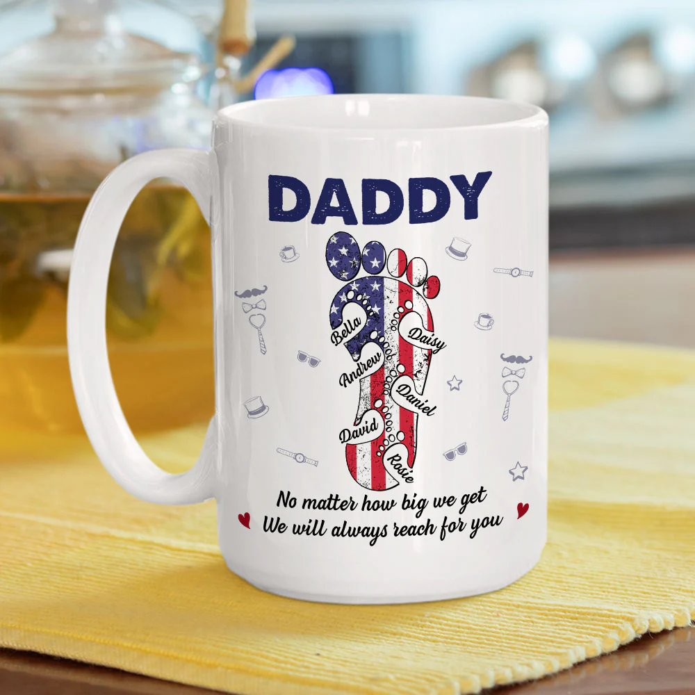Dad Footsteps Heart - Personalized Custom Coffee Mug - Image 5