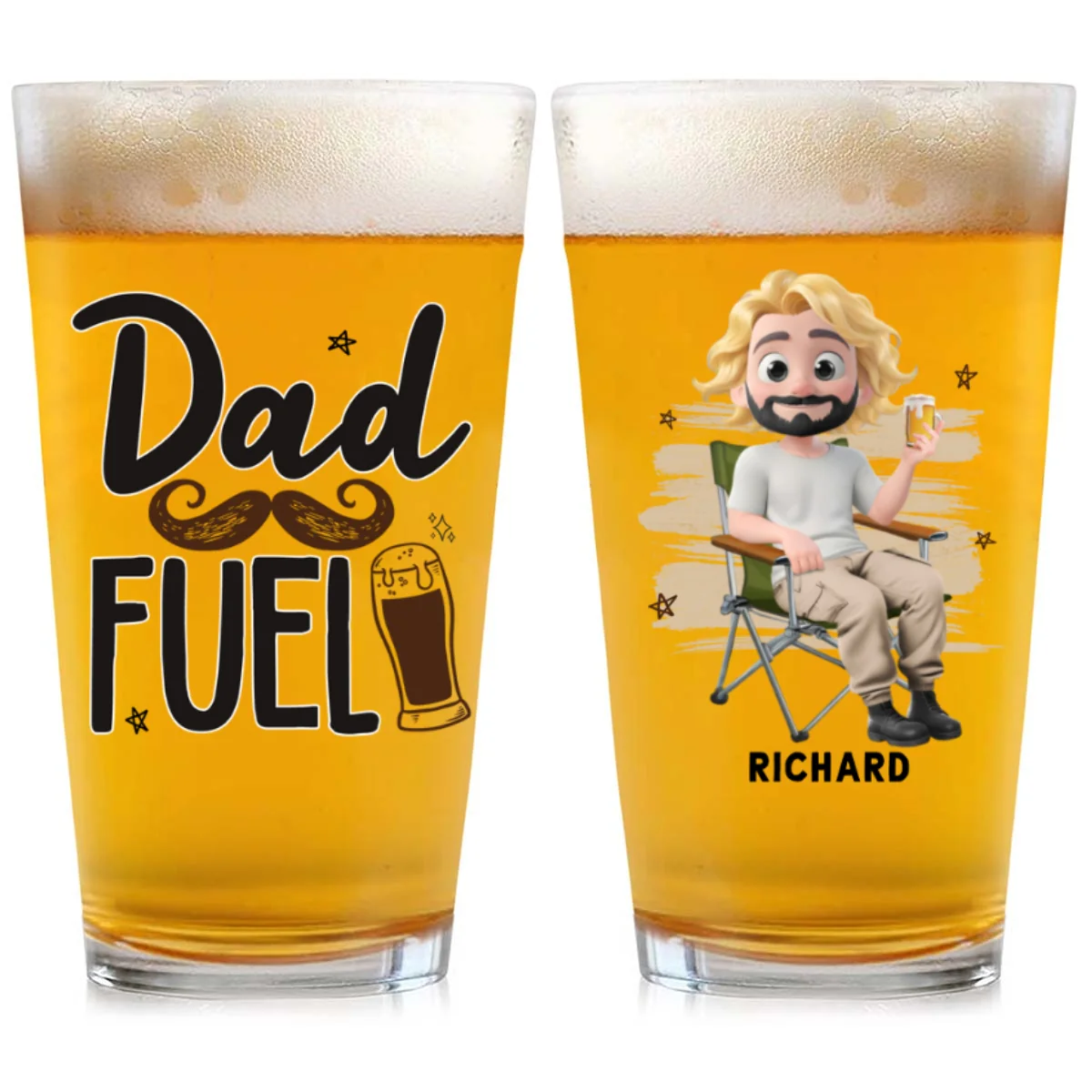 Dad Fuel - Personalized Custom Beer Glass - Image 7