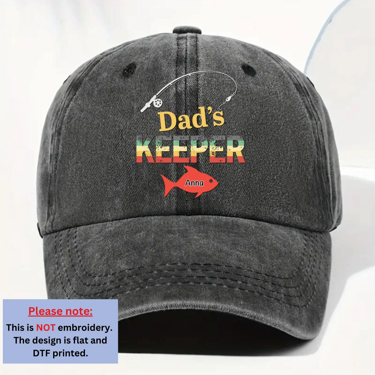 Dad Grandpa Keepers - Personalized Custom Vintage Washed Denim Cap - Image 6