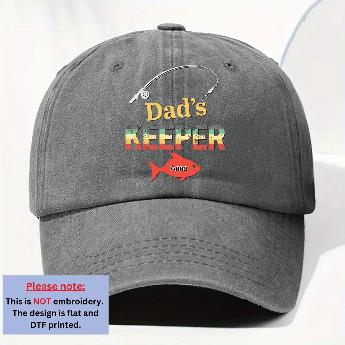 Dad Grandpa Keepers - Personalized Custom Vintage Washed Denim Cap - Image 7