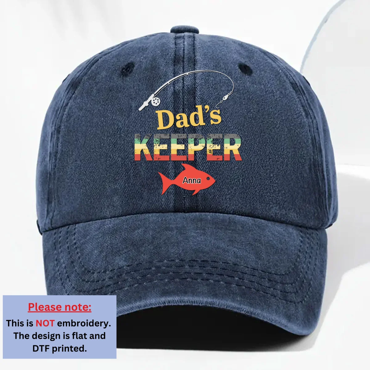 Dad Grandpa Keepers - Personalized Custom Vintage Washed Denim Cap - Image 8
