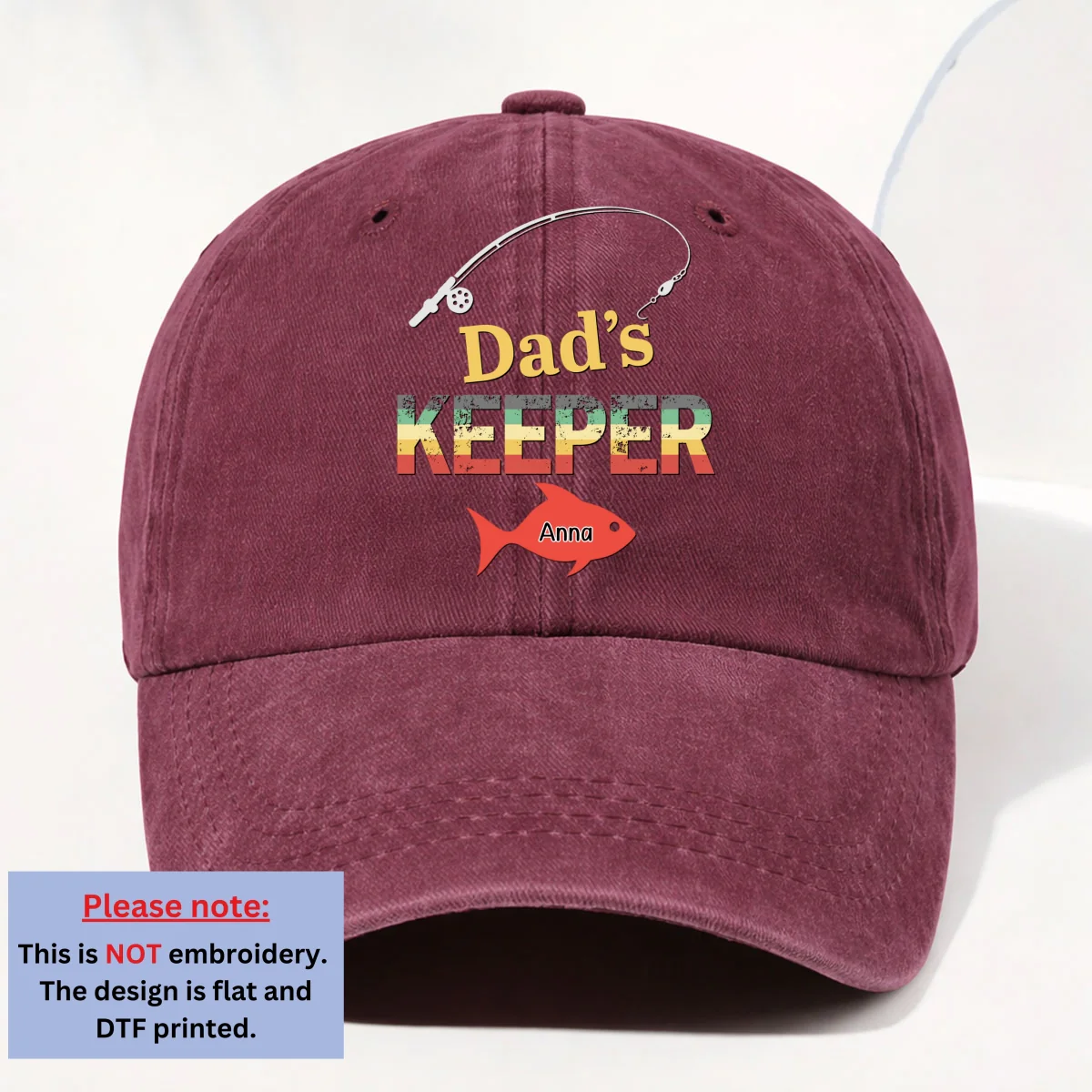 Dad Grandpa Keepers - Personalized Custom Vintage Washed Denim Cap - Image 9