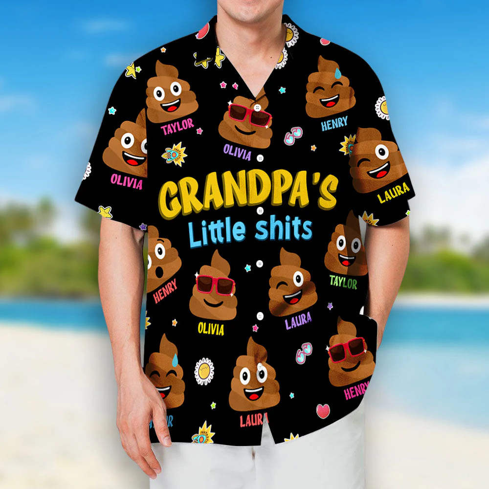 Dad Grandpa Little Cute - Personalized Custom Hawaiian Shirt - Image 3