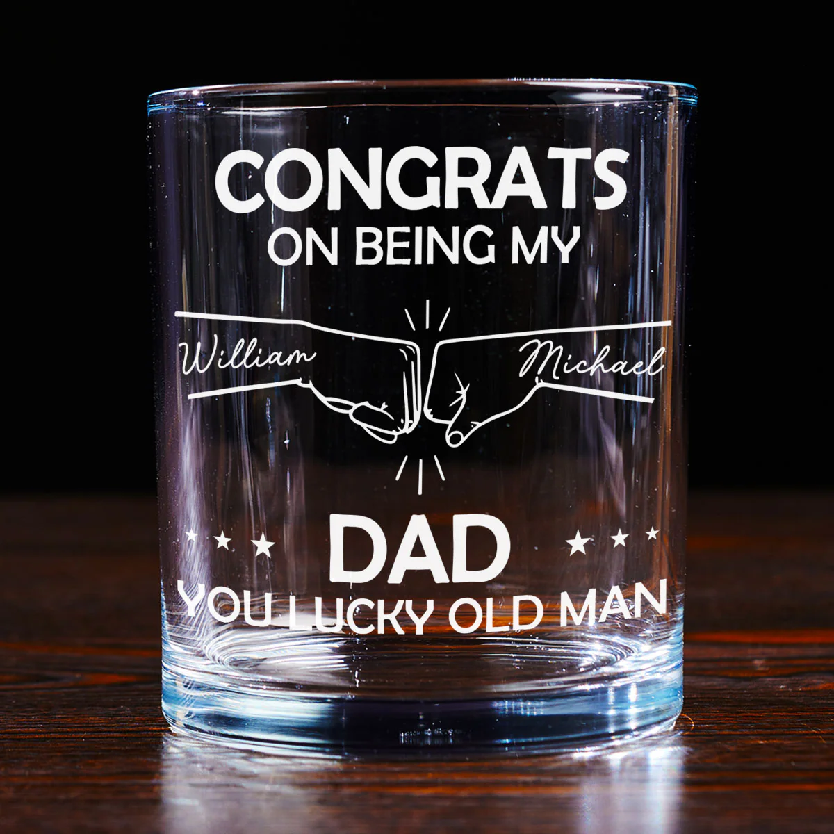 Dad Is A Lucky Old Man - Personalized Custom Whiskey Glass - Image 5