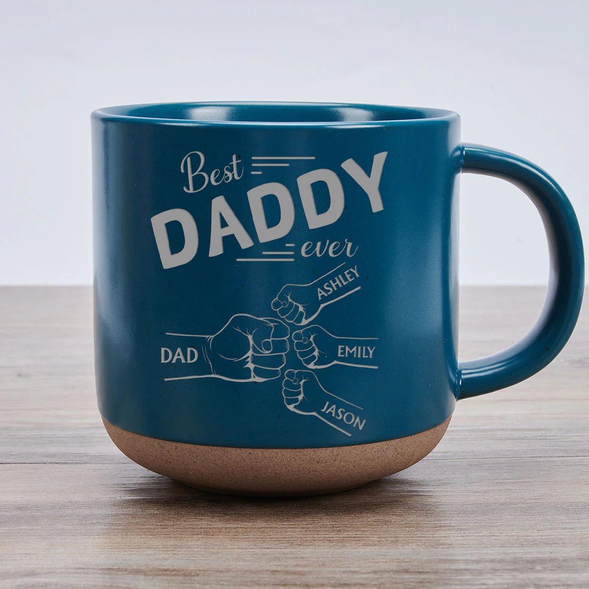 Dad Is Our Strength - Personalized Custom Engraved Pottery Mug - Image 2