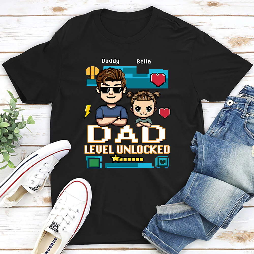 Dad Level Unlocked - Personalized Custom Shirt - Image 5