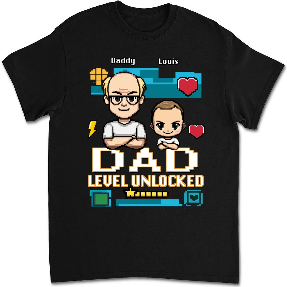 Dad Level Unlocked - Personalized Custom Shirt - Image 6