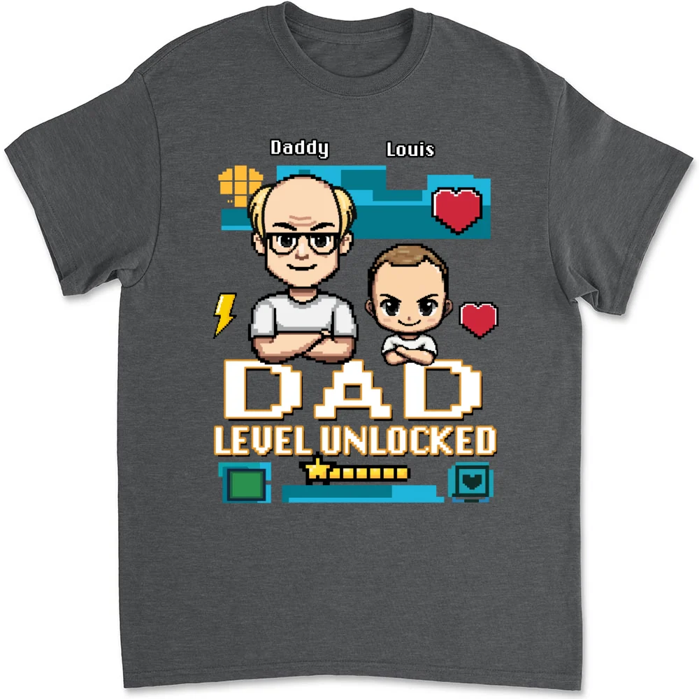 Dad Level Unlocked - Personalized Custom Shirt - Image 7