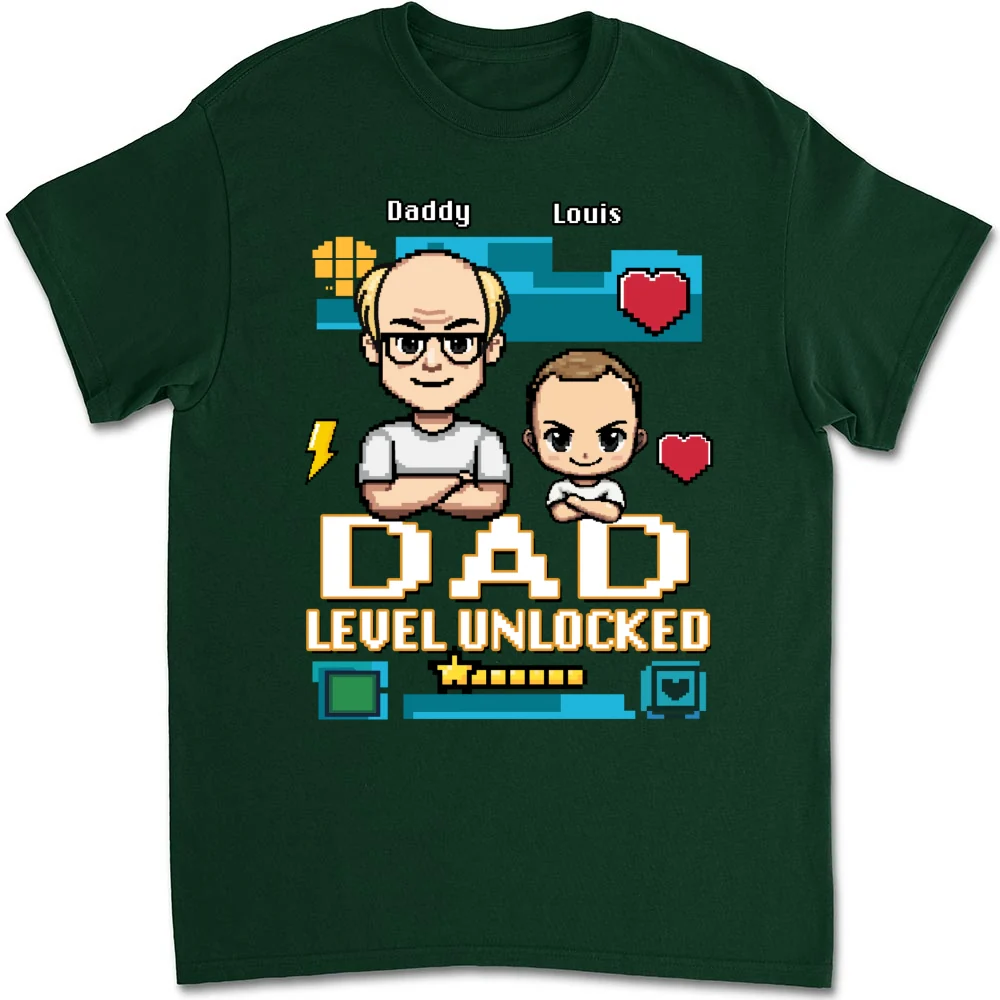 Dad Level Unlocked - Personalized Custom Shirt - Image 8