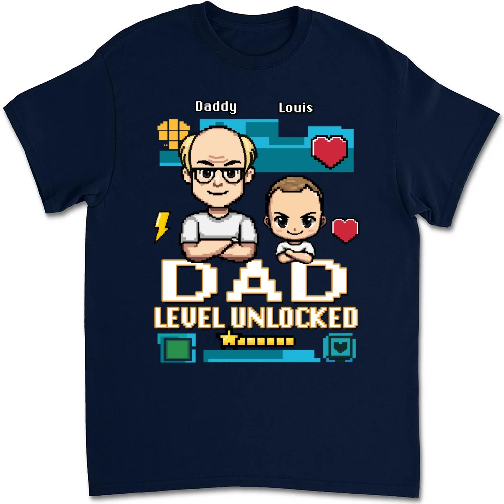 Dad Level Unlocked - Personalized Custom Shirt - Image 9
