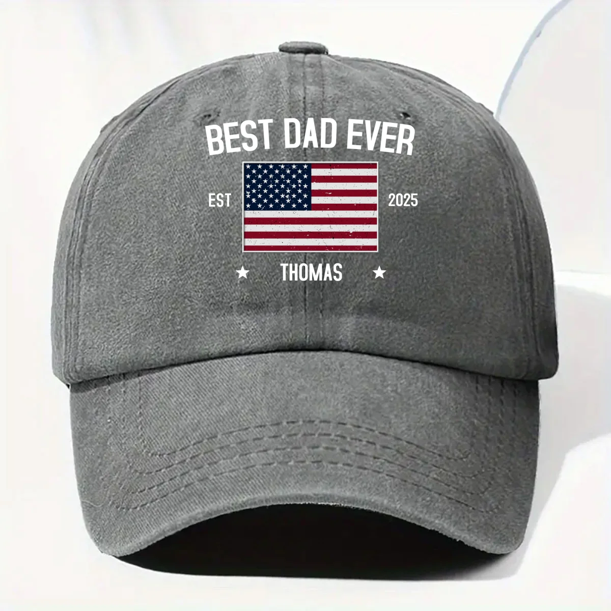 Dad Life Vibes - Personalized Custom Vintage Washed Denim Cap - Image 8