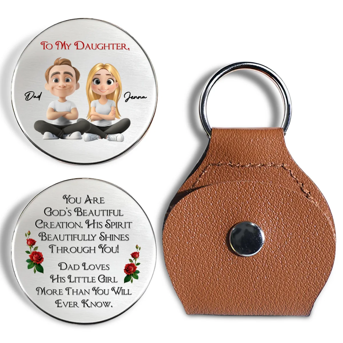 Dad Loves His Little Girl - Personalized Custom Pocket Hug - Image 6