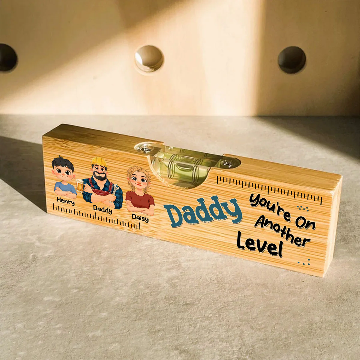 Dad Makes Life Better - Personalized Custom Wooden Spirit Level Bottle Opener - Image 4