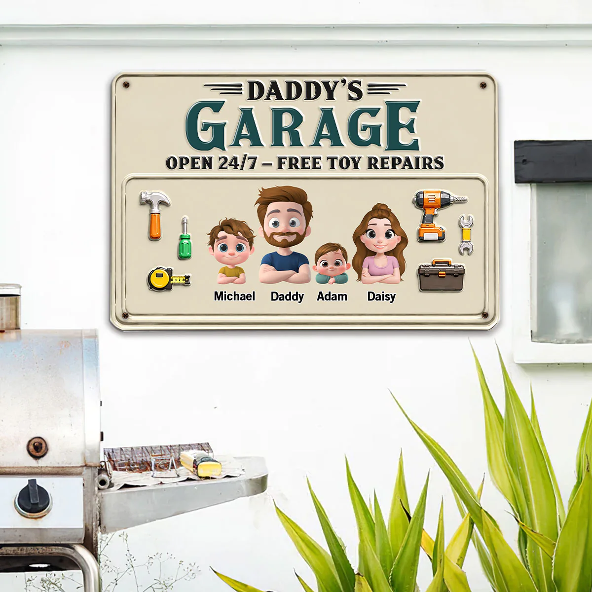 Dad Papa Garage - Personalized Custom Metal Sign - Image 3