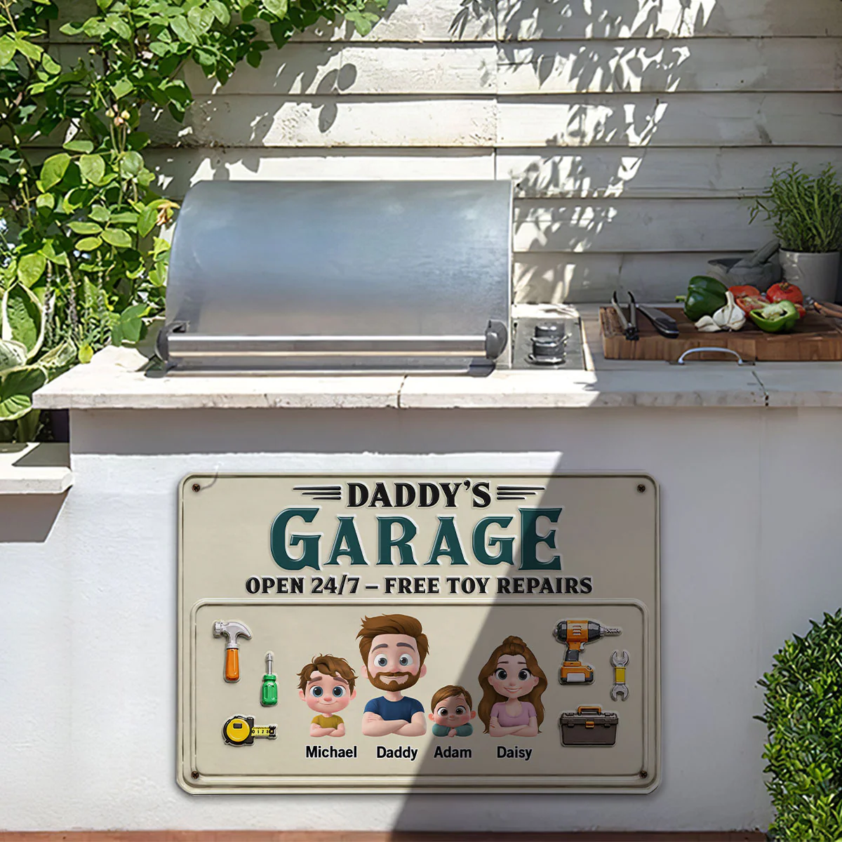 Dad Papa Garage - Personalized Custom Metal Sign - Image 4