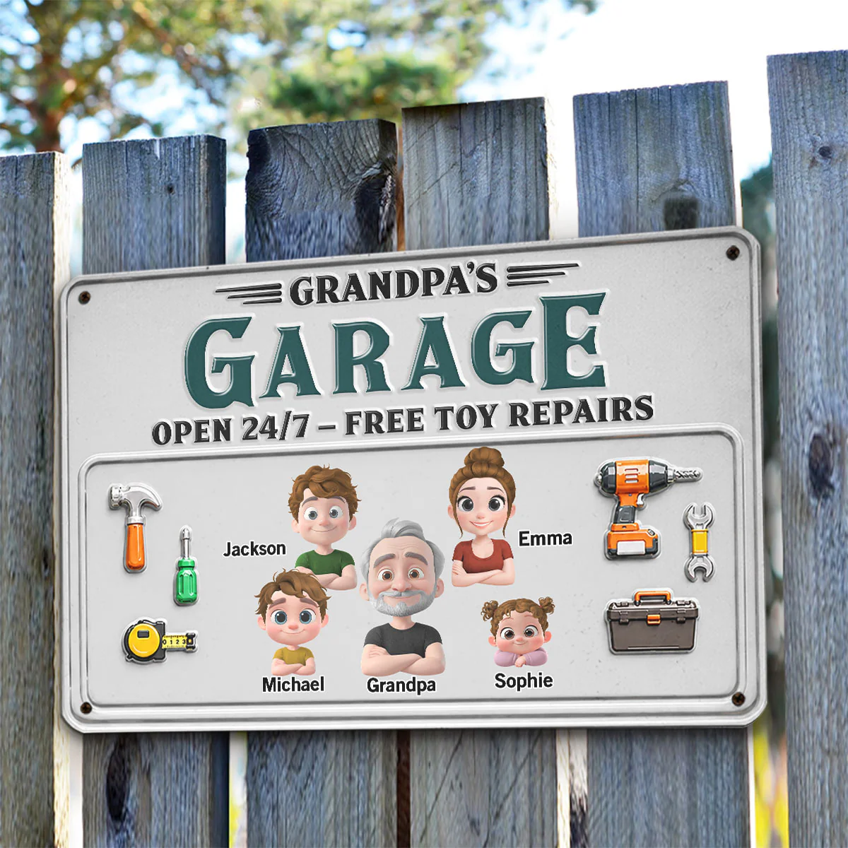 Dad Papa Garage - Personalized Custom Metal Sign - Image 5