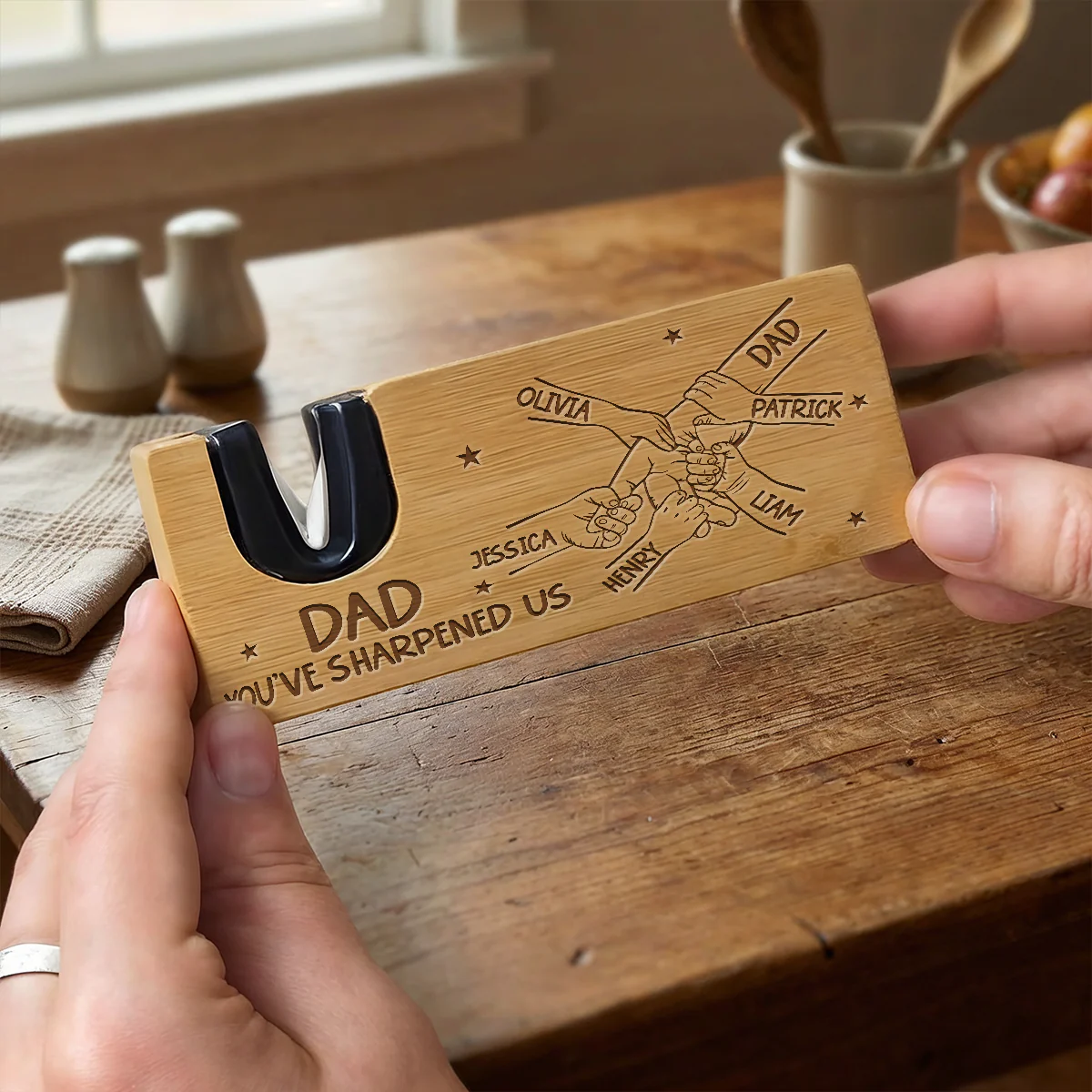 Dad Sharpened Us - Personalized Custom Engraved Opener Sharpener Stowel - Image 2