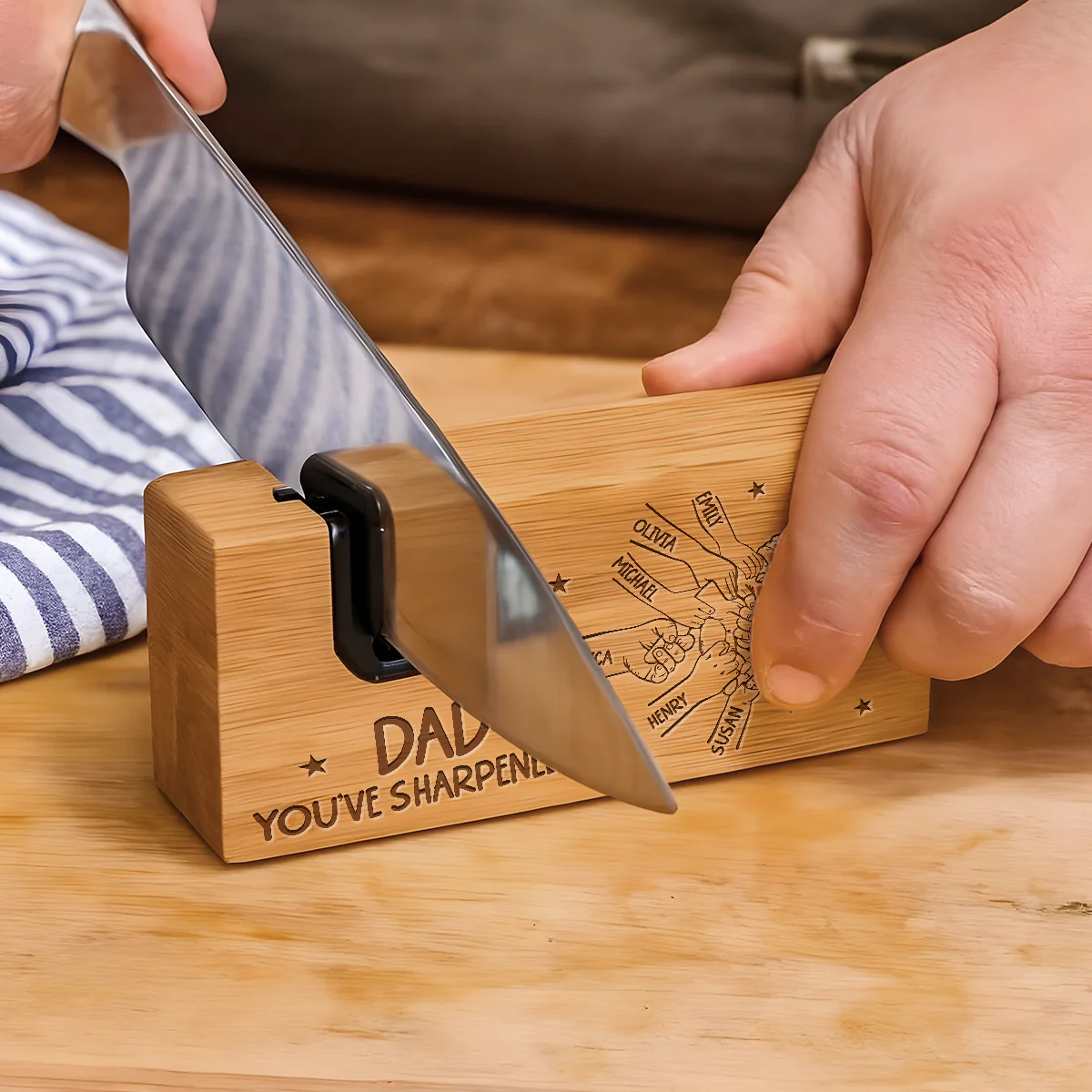 Dad Sharpened Us - Personalized Custom Engraved Opener Sharpener Stowel - Image 4