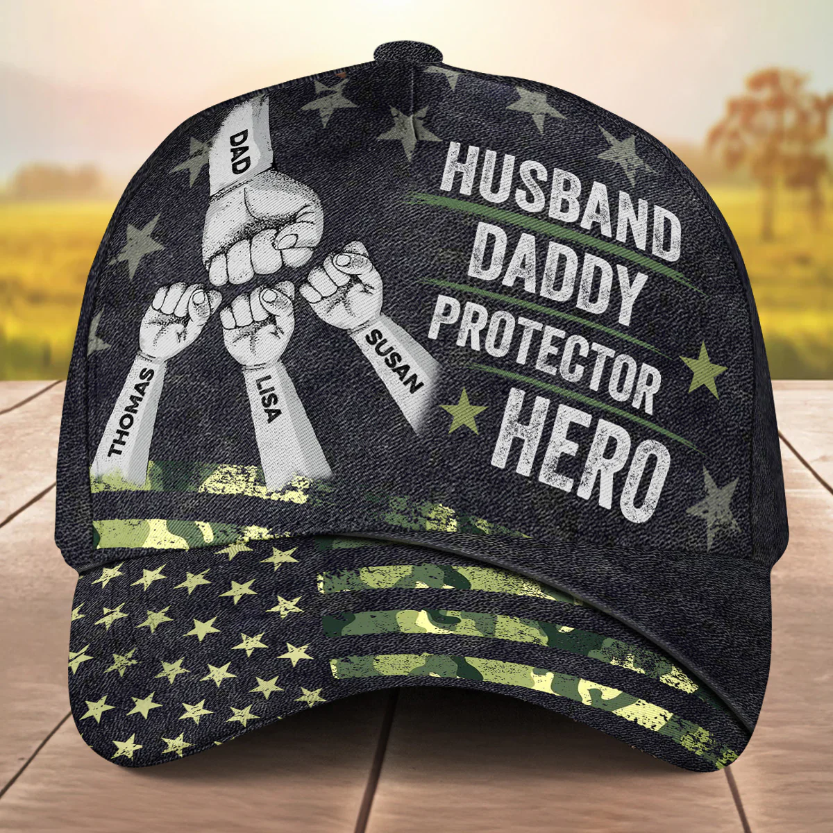 Dad Strength Never Quits - Personalized Custom Classic Cap
