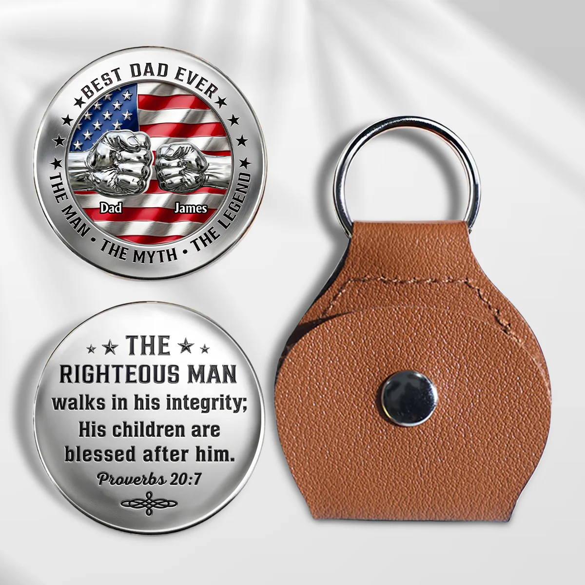 Dad Strong Brave Loyal - Personalized Custom Pocket Hug